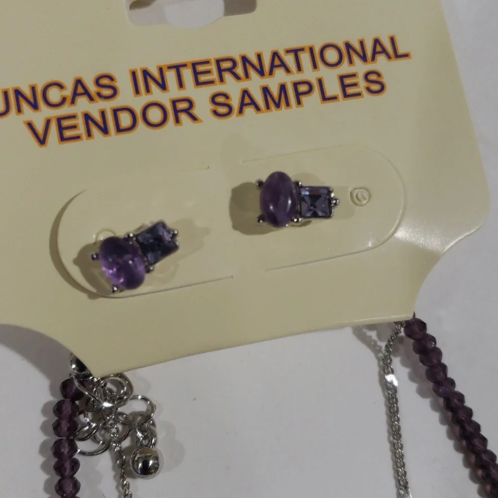 Silver tone Star Pendant & Purple Beaded Necklace Set - Stylish Women's Jewelry